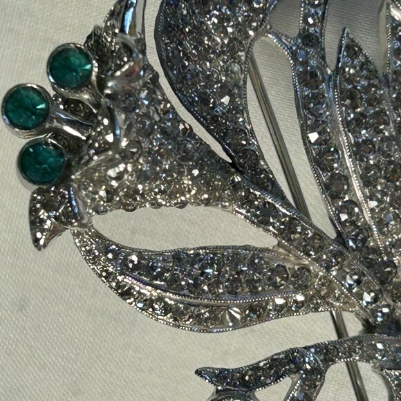 Vintage Aqua Blue Rhinestone Flower Brooch Pin - Picture 3 of 5